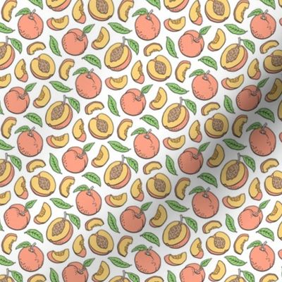 Peaches Peach Fruits on White Tiny Small 1 inch