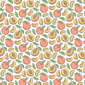 Peaches Peach Fruits on White Tiny Small 1 inch