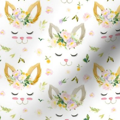 Bunnies and Spring Florals // White