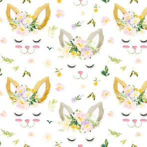 Bunnies and Spring Florals // White