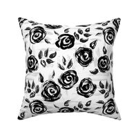 Brushstroke Roses Black on White small