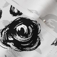 Brushstroke Roses Black on White small