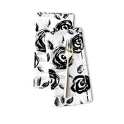 Brushstroke Roses Black on White small