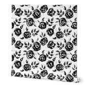 Brushstroke Roses Black on White small