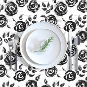 Brushstroke Roses Black on White small