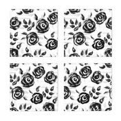 Brushstroke Roses Black on White small