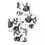 Brushstroke Roses Black on White small