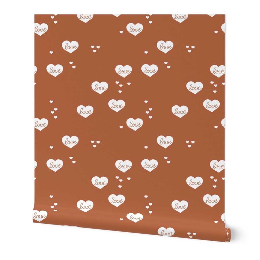 Little love & hearts valentine romance rust copper brown