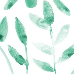 Emerald sweet leaves ★ large scale watercolor nature for home decor, bedding, nursery