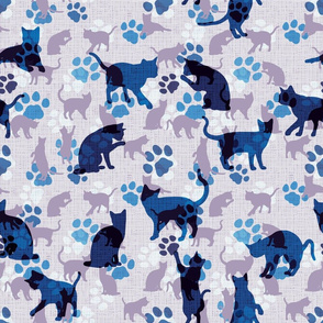 Cats and Paws, lavender-blue, 18"