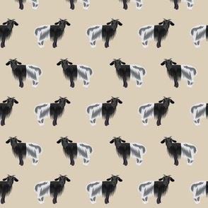 valais goat fabric - goat fabric, farm fabric, farm animal fabric, goat herder, - khaki