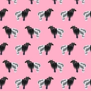 valais goat fabric - goat fabric, farm fabric, farm animal fabric, goat herder, -pink