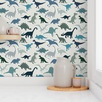 dinosaurs (small) in soft blues and greys