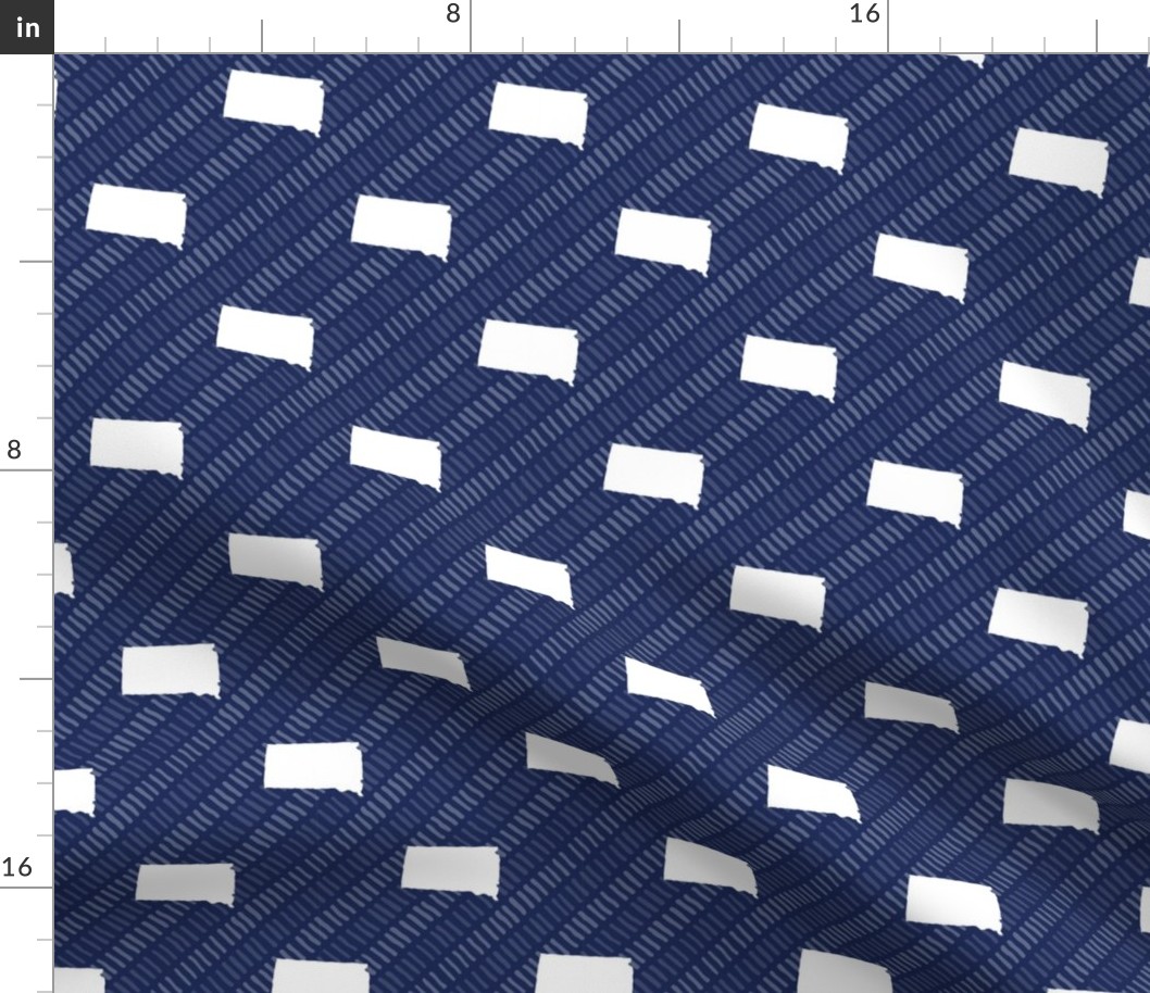 South Dakota State Shape Pattern Dark Blue and White Stripes