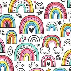 Rainbow Hearts & Stars Summer Love Doodle