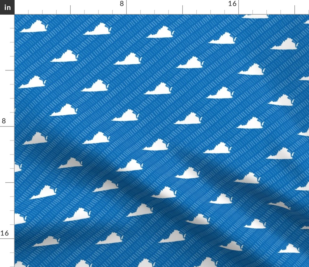 Virginia State Shape Pattern Blue and White Stirpes