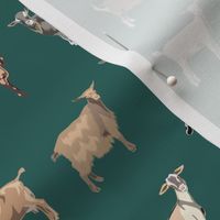 goats fabric - goat wallpaper, goat fabric, goat breeds, farm, farm animals fabric -  green