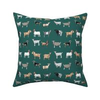 goats fabric - goat wallpaper, goat fabric, goat breeds, farm, farm animals fabric -  green