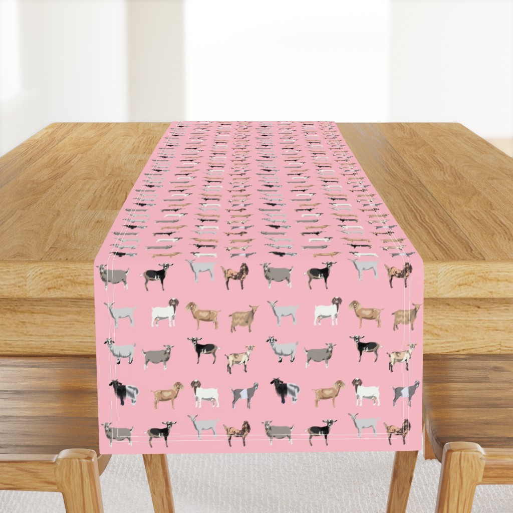 goats fabric - goat wallpaper, goat fabric, goat breeds, farm, farm animals fabric - pink