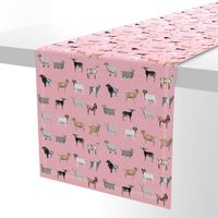 goats fabric - goat wallpaper, goat fabric, goat breeds, farm, farm animals fabric - pink