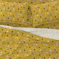 goats fabric - goat wallpaper, goat fabric, goat breeds, farm, farm animals fabric - yellow