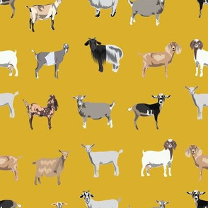goats fabric - goat wallpaper, goat fabric, goat breeds, farm, farm animals fabric - yellow