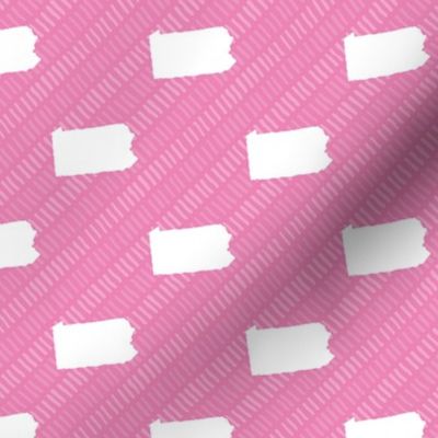 Pennsylvania State Shape Outline Pink and White Stripes