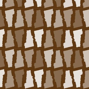 Vermont State Shape Pattern Brown and White