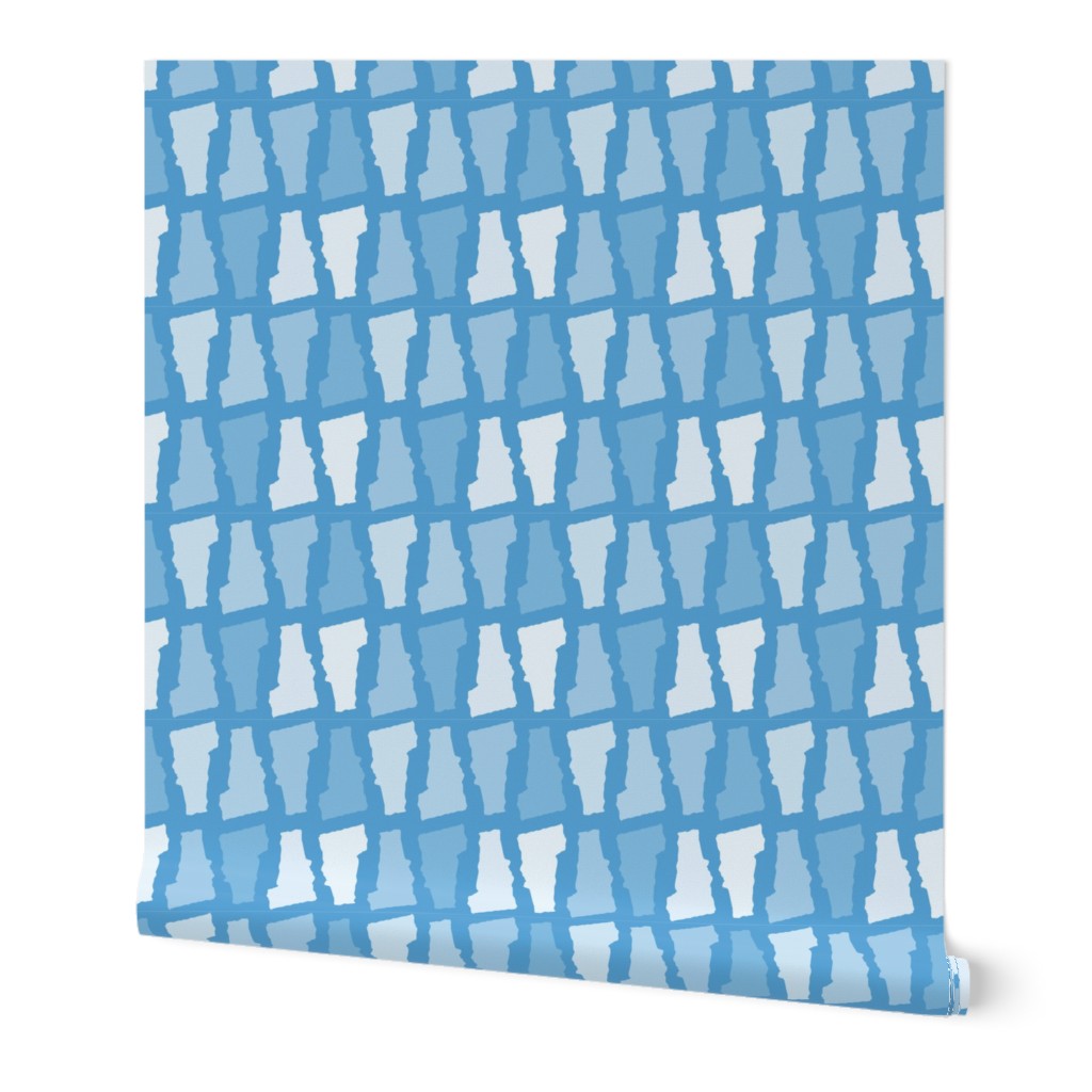 Vermont State Shape Pattern Light Blue and White