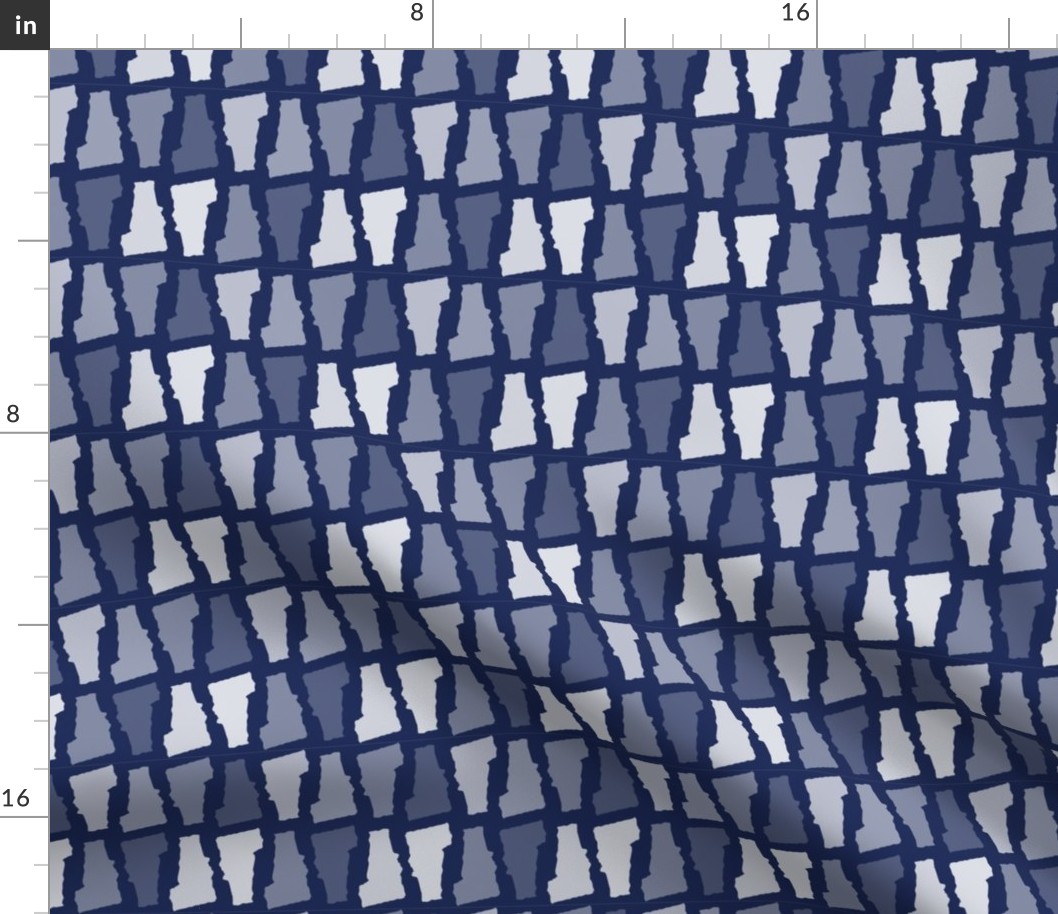 Vermont State Shape Pattern Dark Blue and White