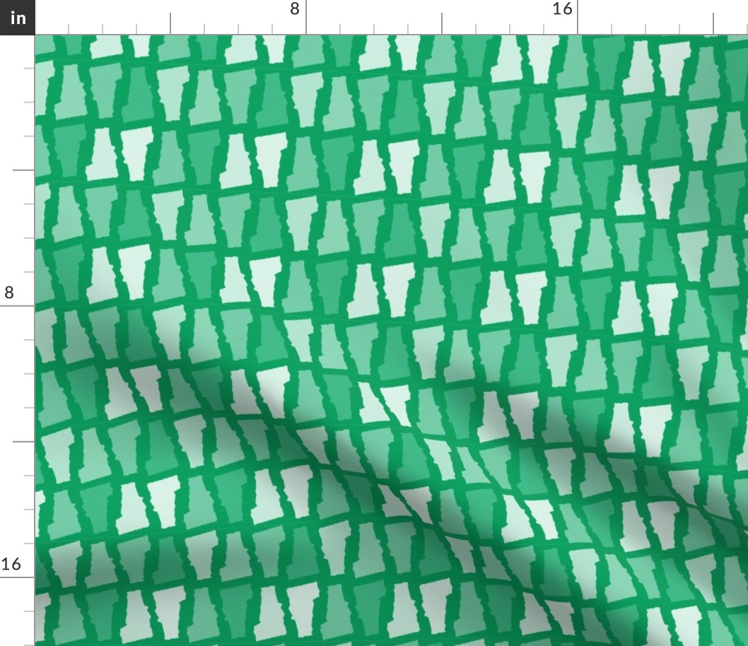 Vermont State Shape Pattern Green and White