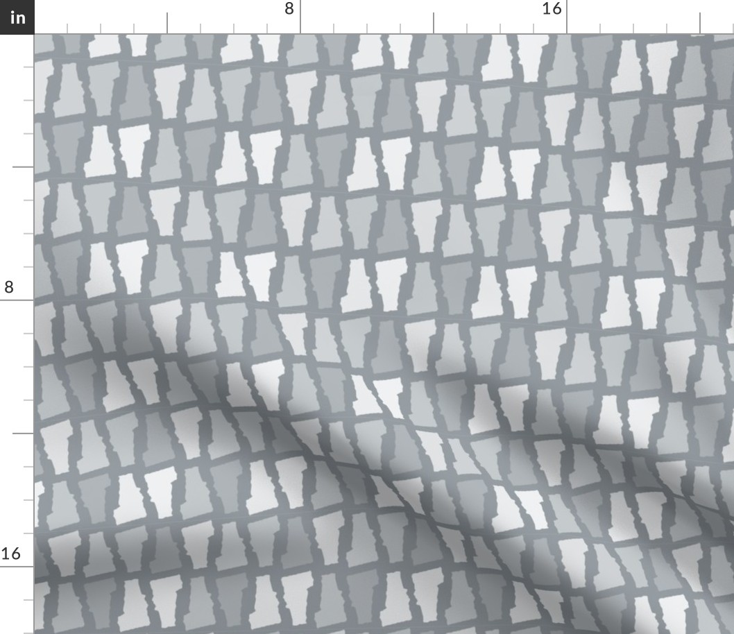 Vermont State Shape Pattern Grey and White