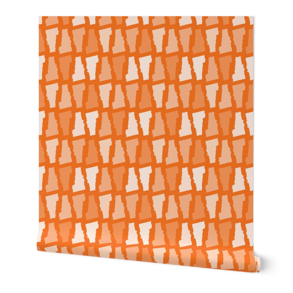 Vermont State Shape Pattern Orange and White