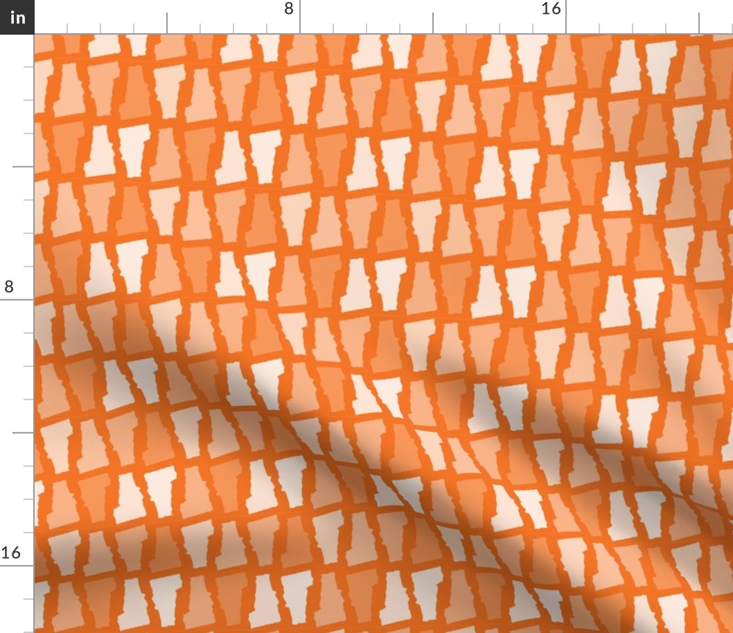 Vermont State Shape Pattern Orange and White