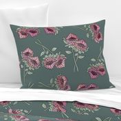 LARGE protea flower fabric - home decor fabric, protea wallpaper, protea flower bedding, protea flower design - sage