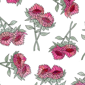 LARGE protea flower fabric - home decor fabric, protea wallpaper, protea flower bedding, protea flower design - bright pink