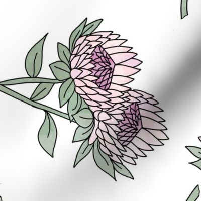 LARGE protea flower fabric - home decor fabric, protea wallpaper, protea flower bedding, protea flower design - mauve