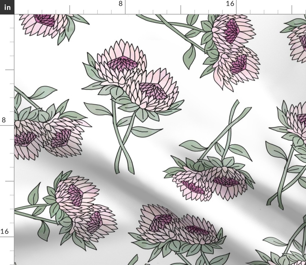 LARGE protea flower fabric - home decor fabric, protea wallpaper, protea flower bedding, protea flower design - mauve