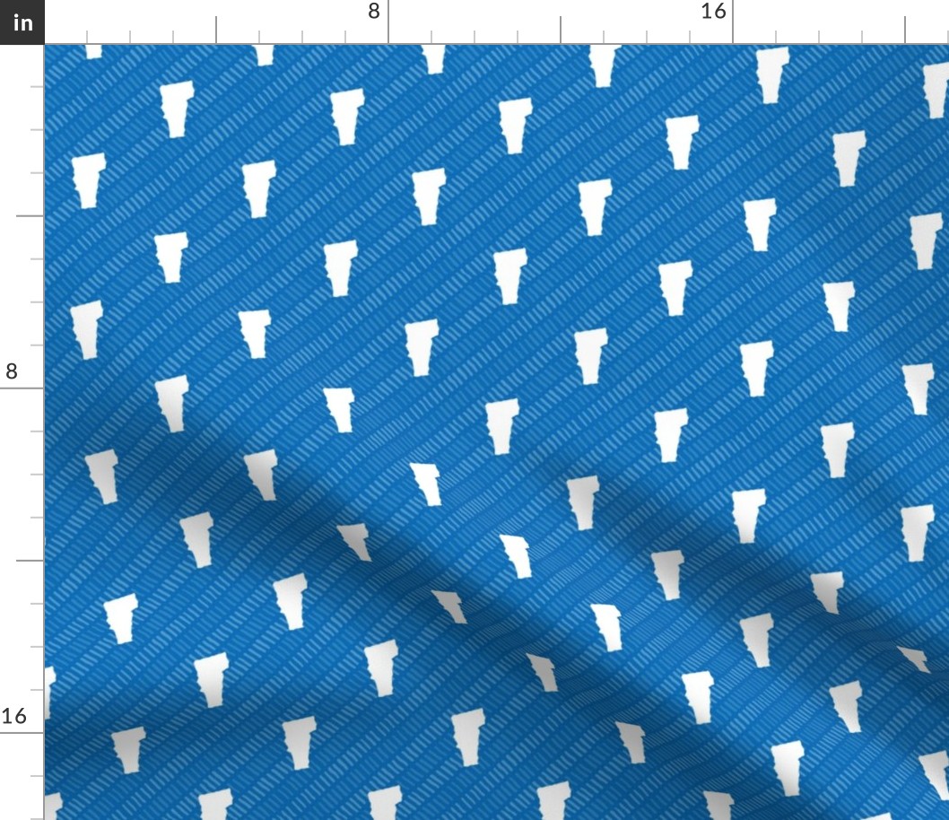Vermont State Shape Pattern Blue and White Stirpes