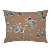 LARGE protea flower fabric - home decor fabric, protea wallpaper, protea flower bedding, protea flower design -  coffee