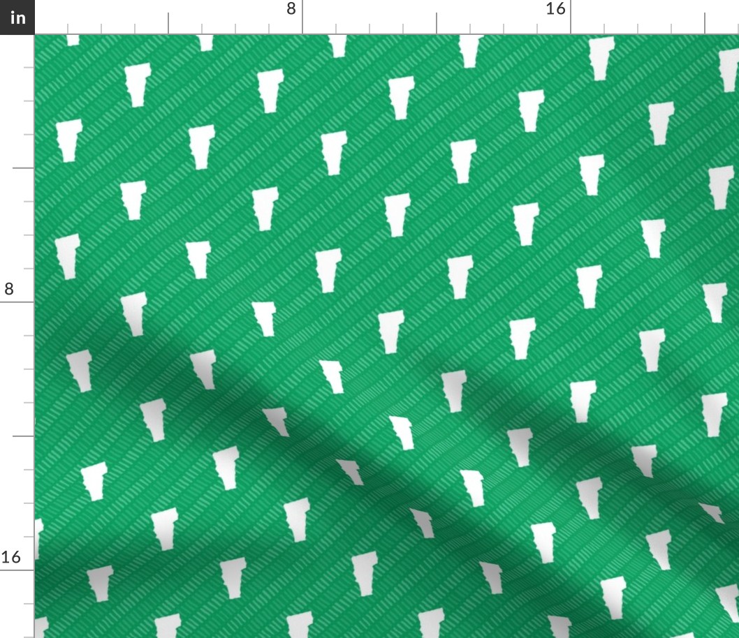 Vermont State Shape Pattern Green and White Stirpes