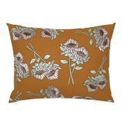 LARGE protea flower fabric - home decor fabric, protea wallpaper, protea flower bedding, protea flower design - rust