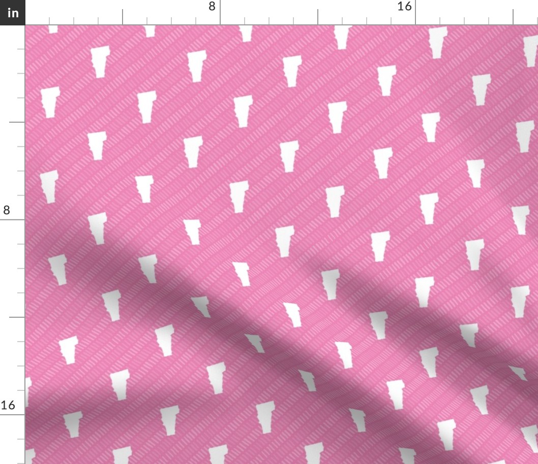 Vermont State Shape Pattern Pink and White Stirpes