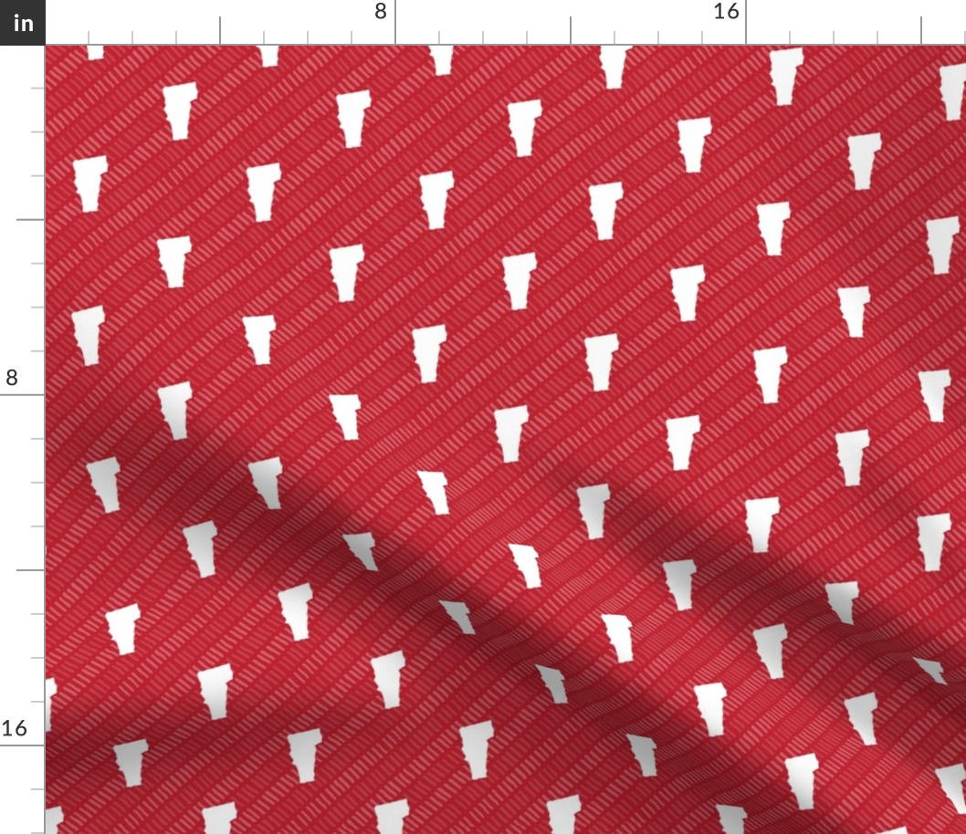 Vermont State Shape Pattern Red and White Stirpes