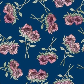 protea flower fabric - protea, floral, watercolor floral, watercolour floral, florals fabric, spring floral - navy