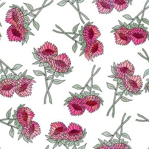 protea flower fabric - protea, floral, watercolor floral, watercolour floral, florals fabric, spring floral - bright pink
