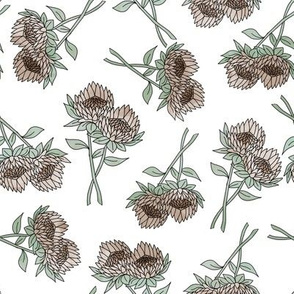 protea flower fabric - protea, floral, watercolor floral, watercolour floral, florals fabric, spring floral - brown flower