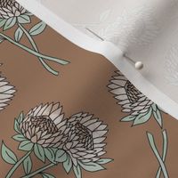 protea flower fabric - protea, floral, watercolor floral, watercolour floral, florals fabric, spring floral - brown