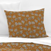 protea flower fabric - protea, floral, watercolor floral, watercolour floral, florals fabric, spring floral -rust