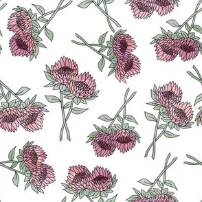 protea flower fabric - protea, floral, watercolor floral, watercolour floral, florals fabric, spring floral - white